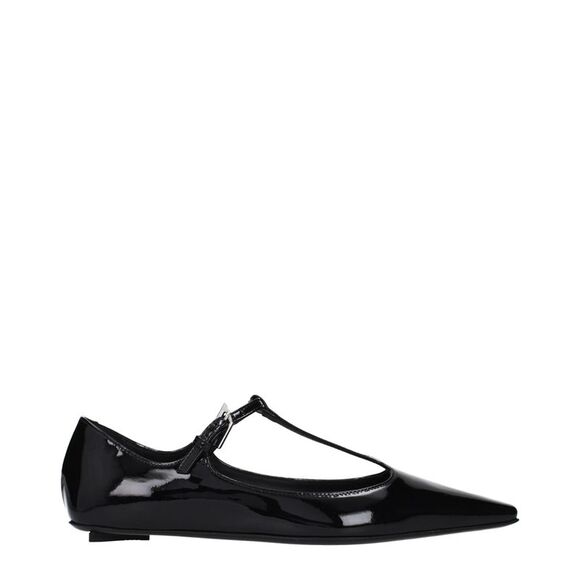 The Attico Black Leather Ballet Women\'s Flats